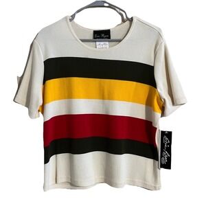 VTG Eric Ryan Sport Bold Block Stripe Knit Top Sz 20 (L) Casual Retro Sunset New